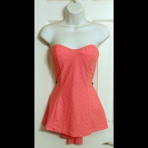 LOVE CULTURE Coral Pink Strapless Top Medium